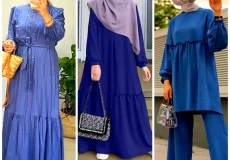 پیراهن بلند آبی ملایم