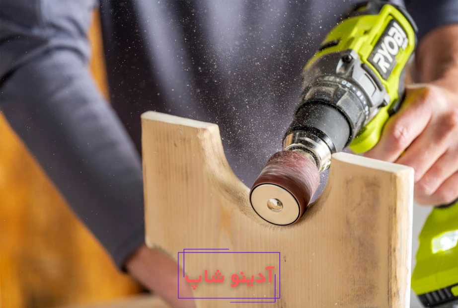 سنباده زنی روی چوب با دریل 