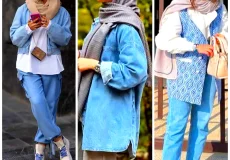 تیپ اسپرت با مانتو آبی