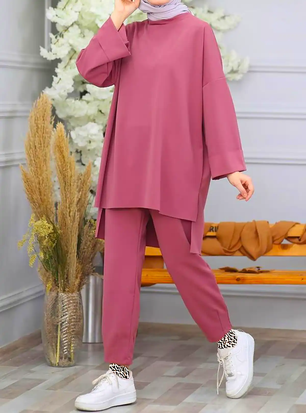 تونیک و شلوار صورتی کالباسی