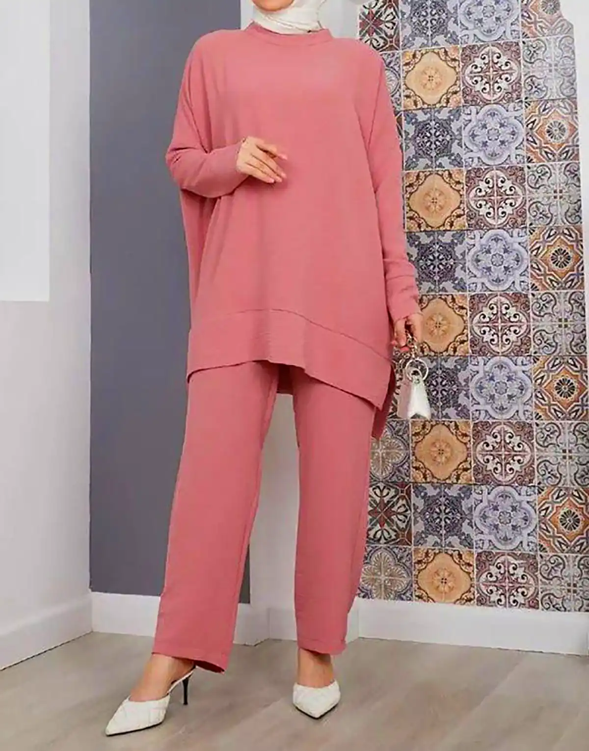 تونیک و شلوار صورتی کالباسی