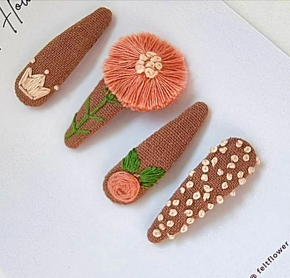 گیره مو کتانی دست دوز