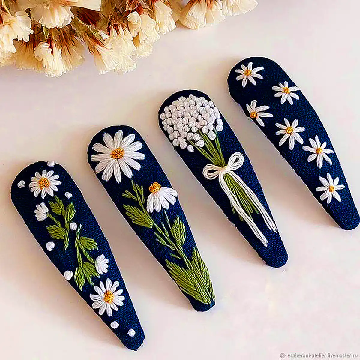 گیره مو کتانی دست دوز