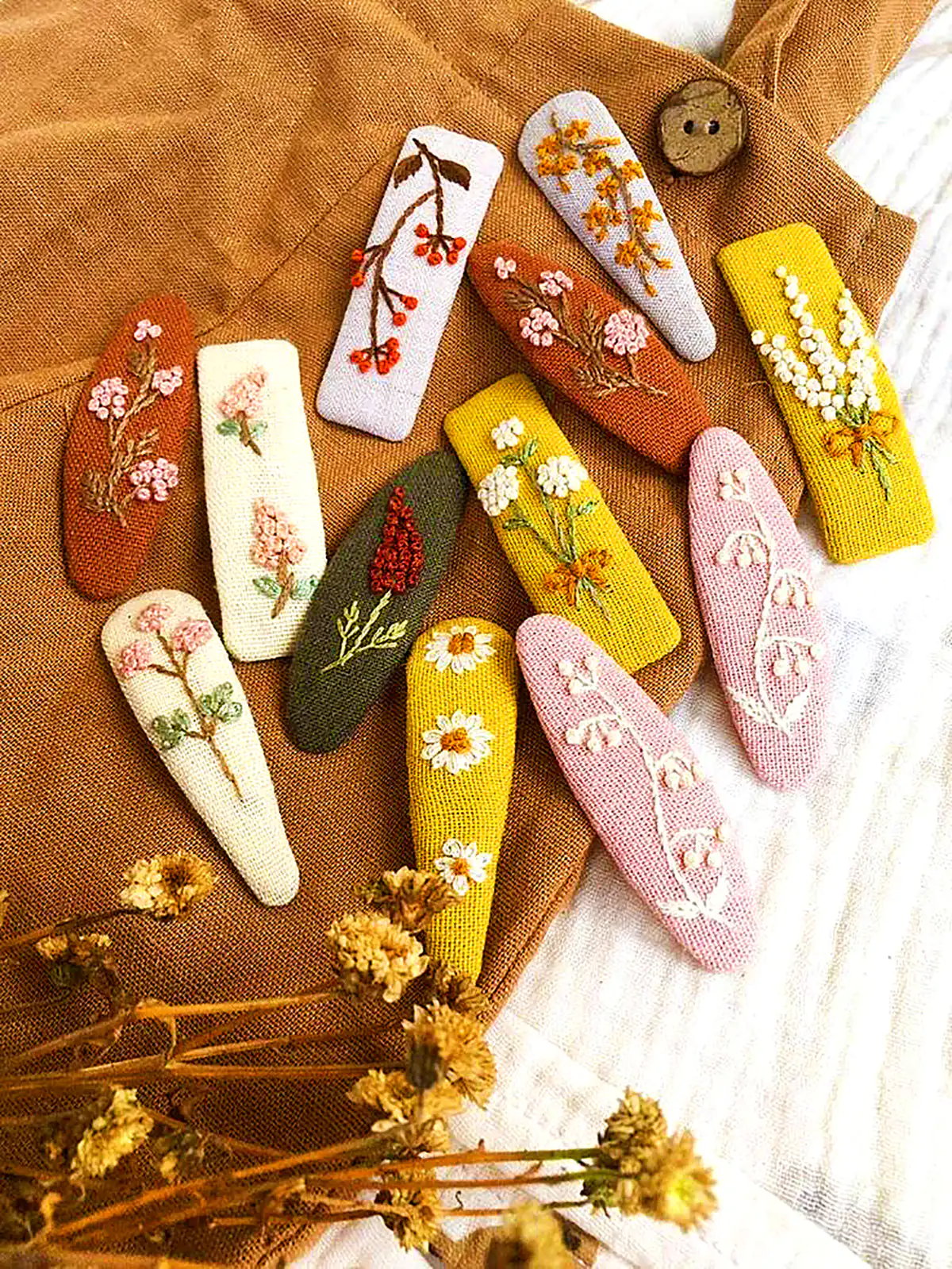 گیره مو کتانی دست دوز