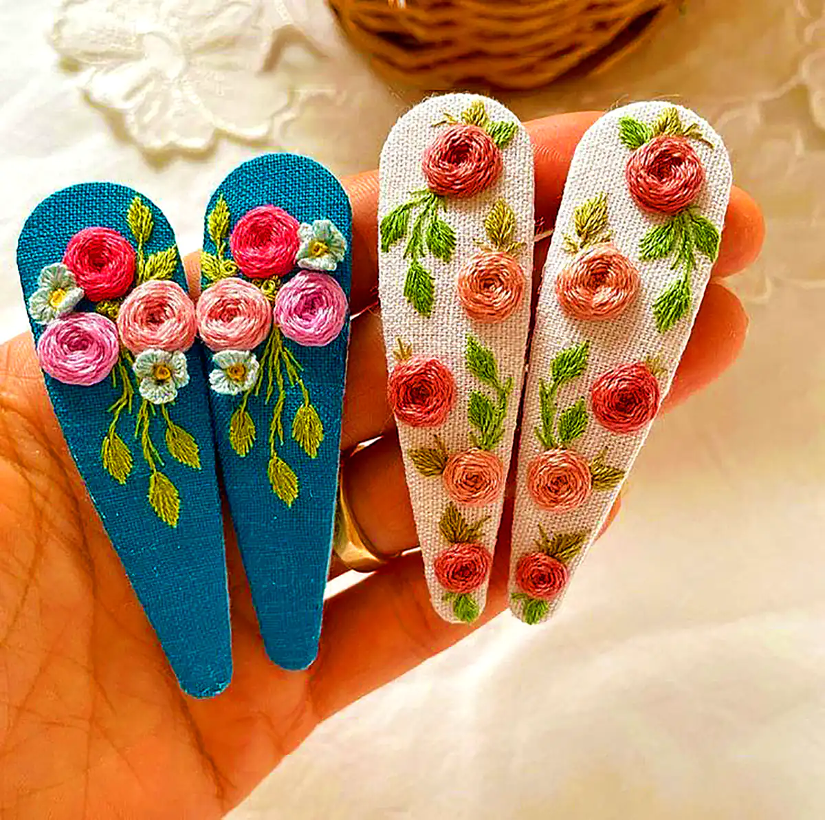 گیره مو کتانی دست دوز