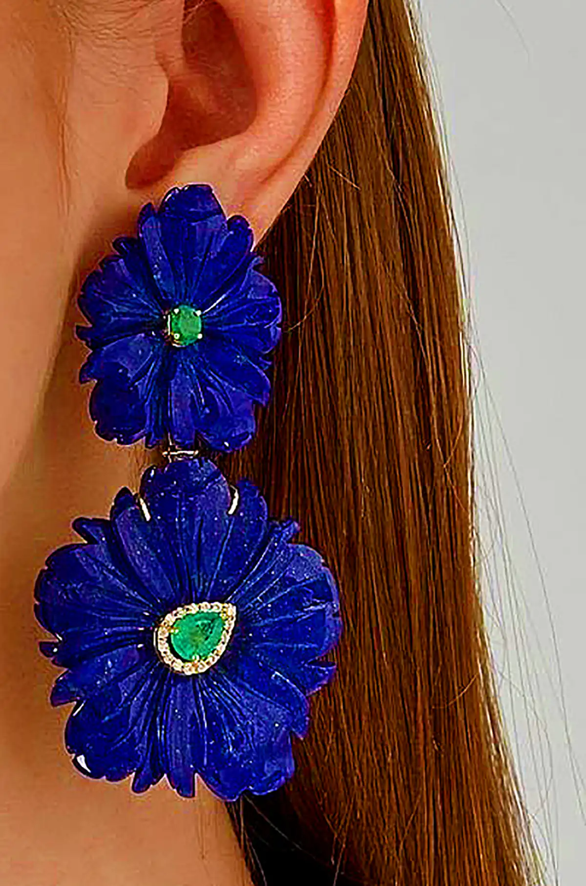 گوشواره گلبرگ آبی فانتزی