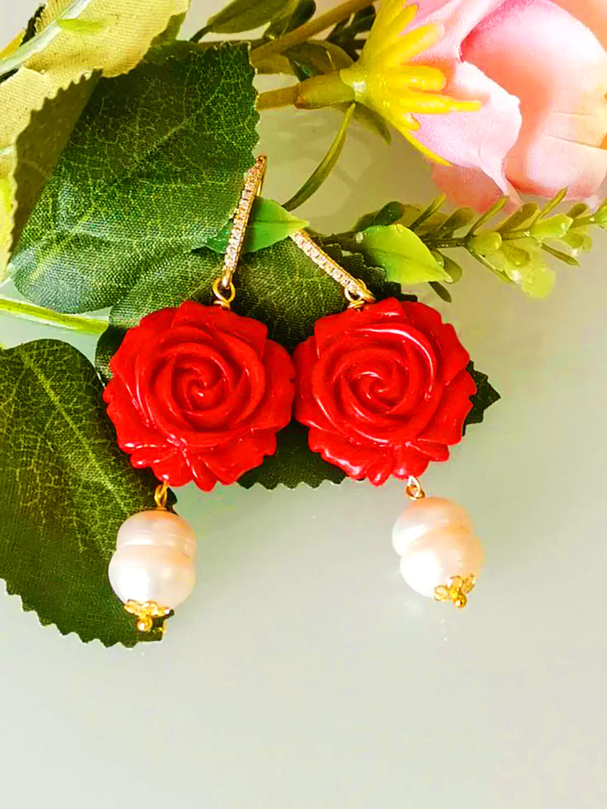 گوشواره گل خمیری