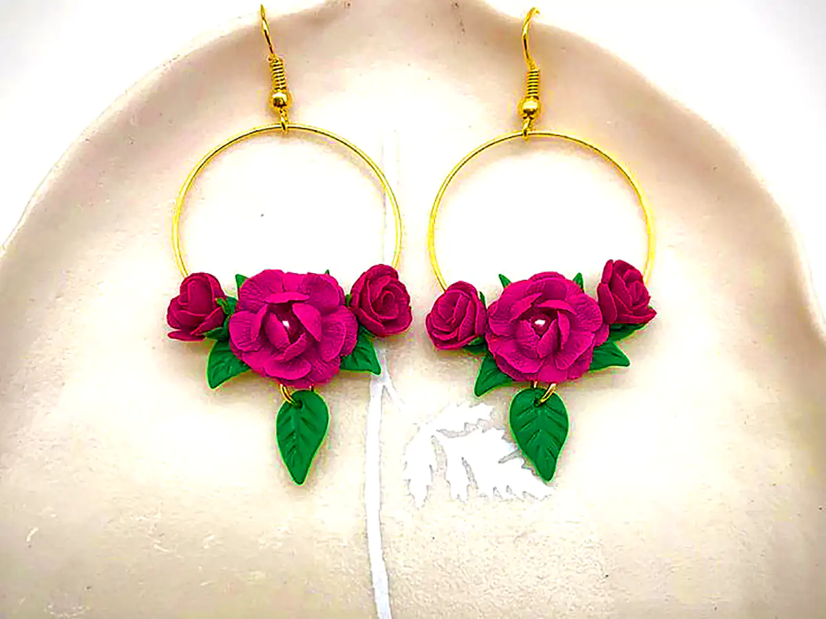 گوشواره گل خمیری