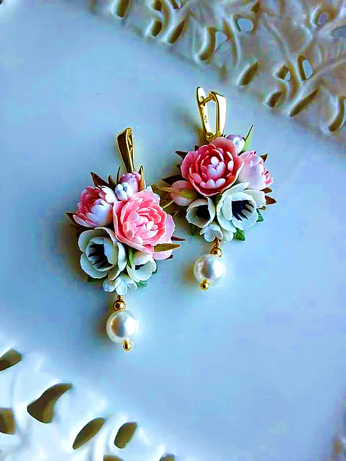 گوشواره گل خمیری