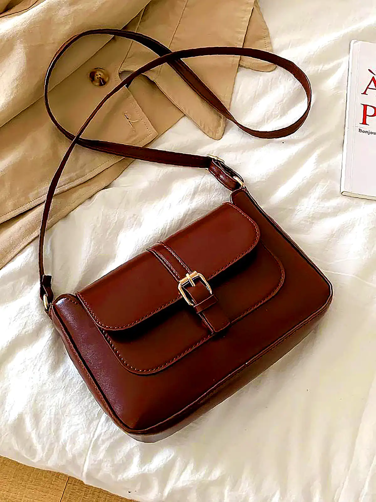 کیف چرم قهوهای سوخته