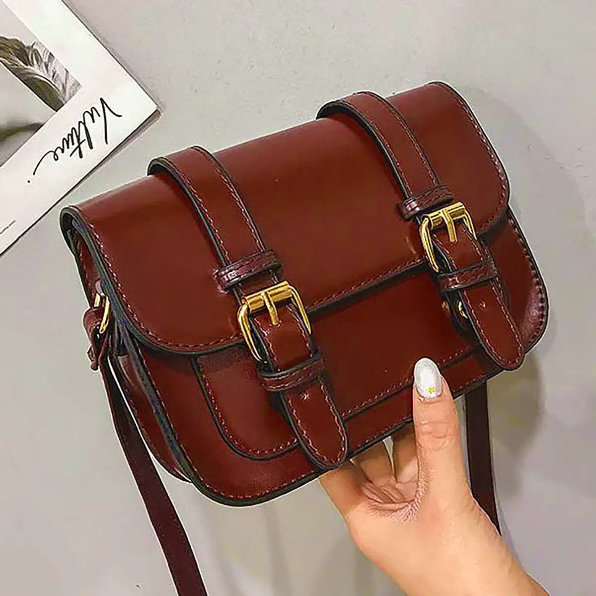 کیف چرم قهوهای سوخته