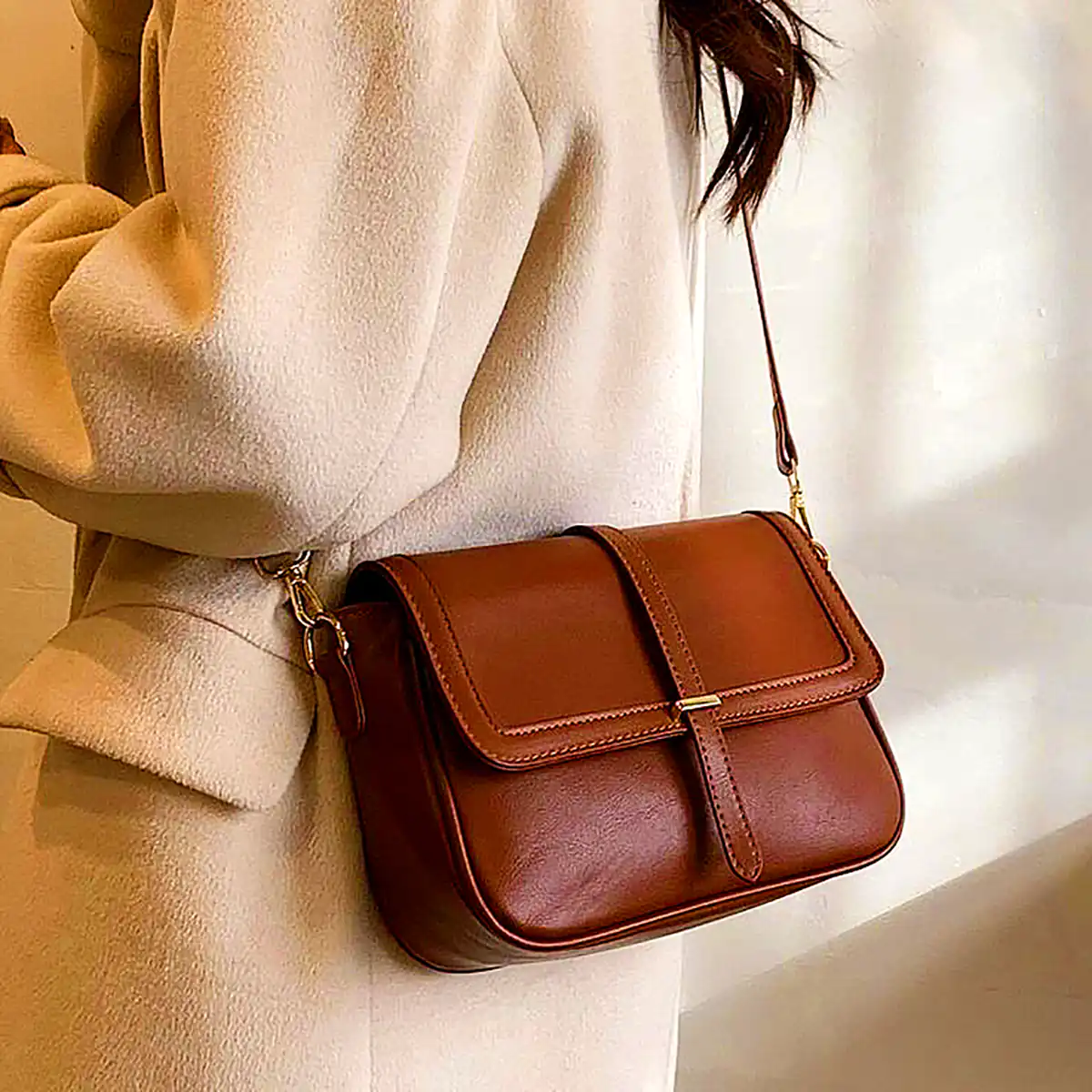 کیف چرم قهوهای سوخته