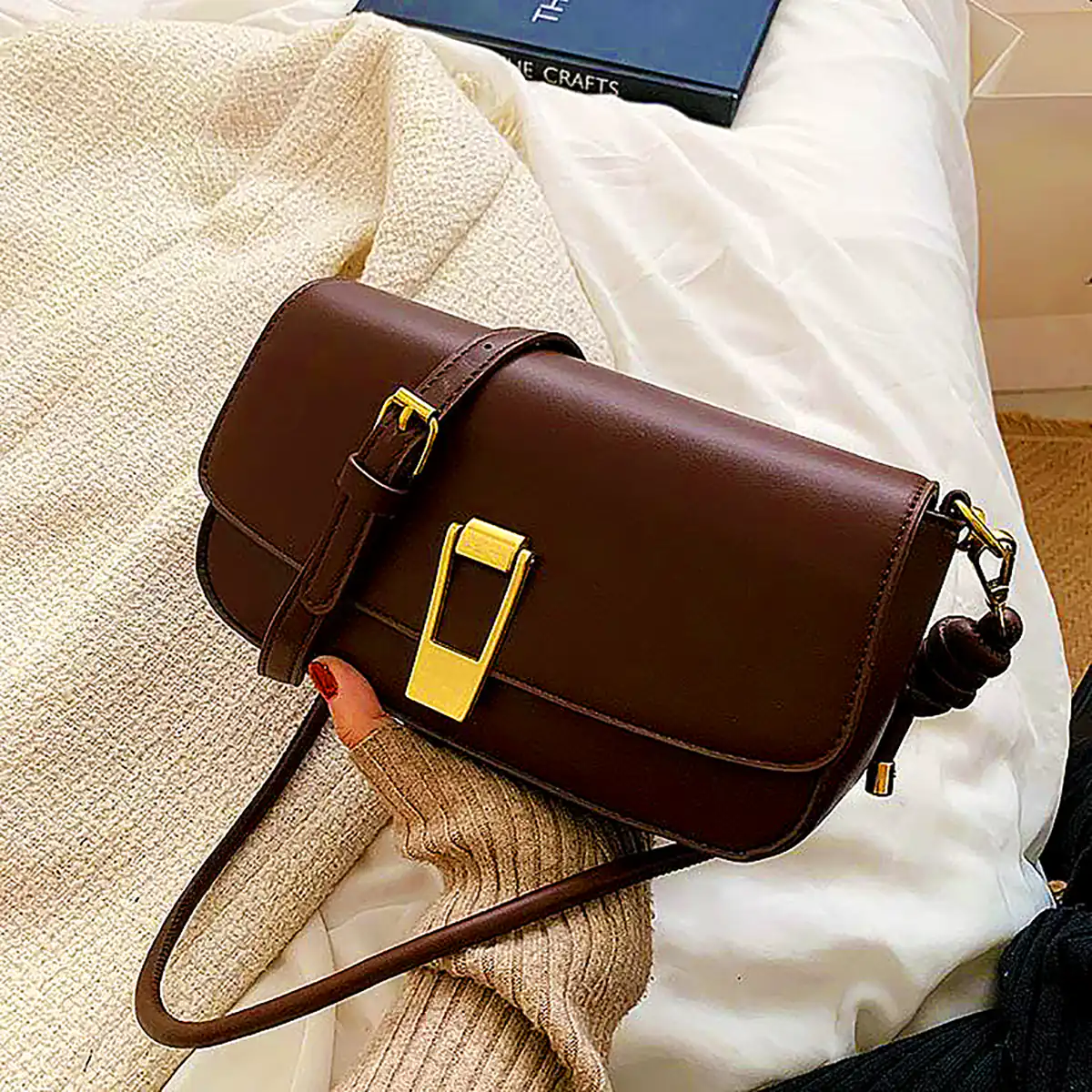 کیف چرم قهوهای سوخته