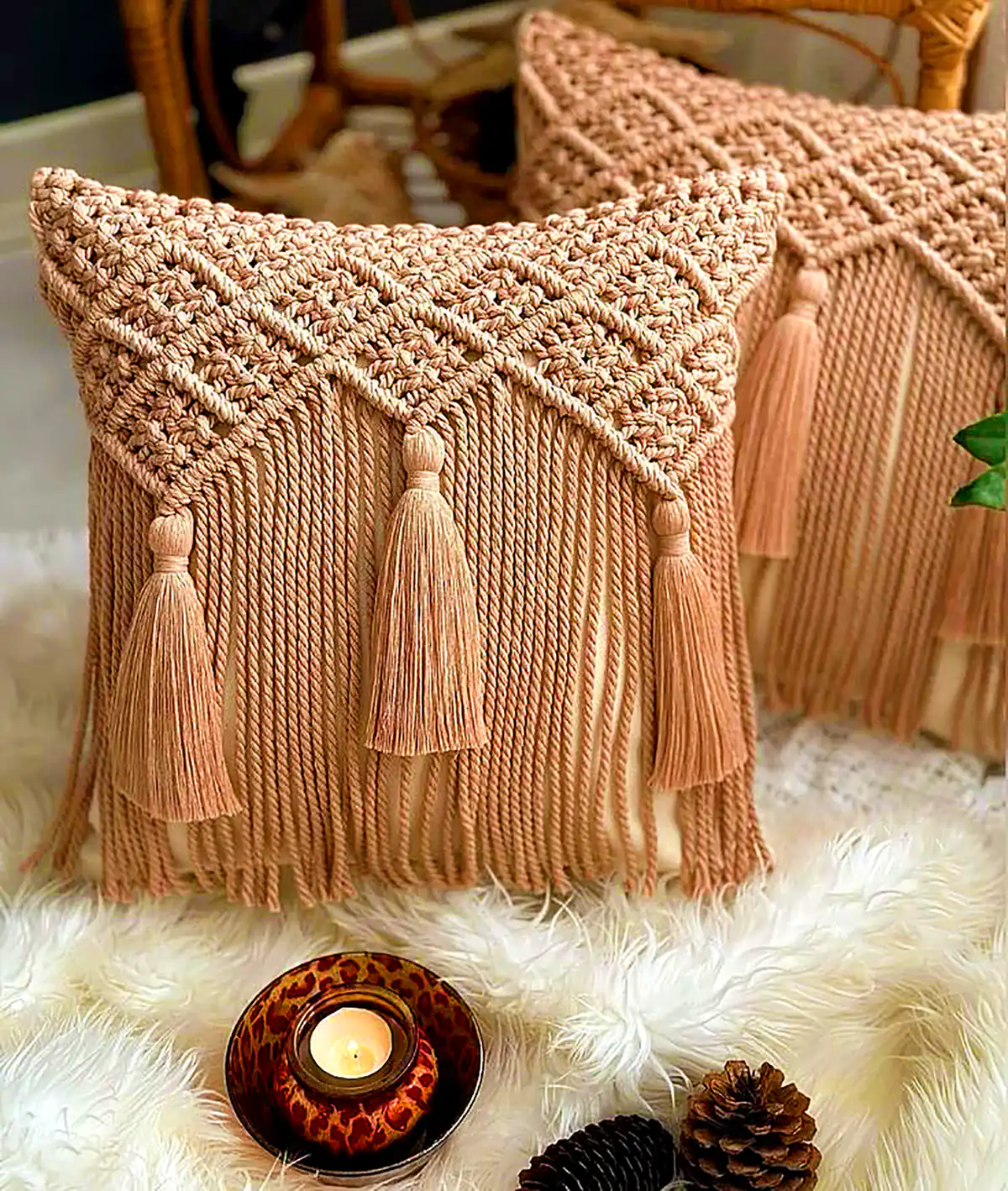 کوسن مکرومه سنتی و جذاب 