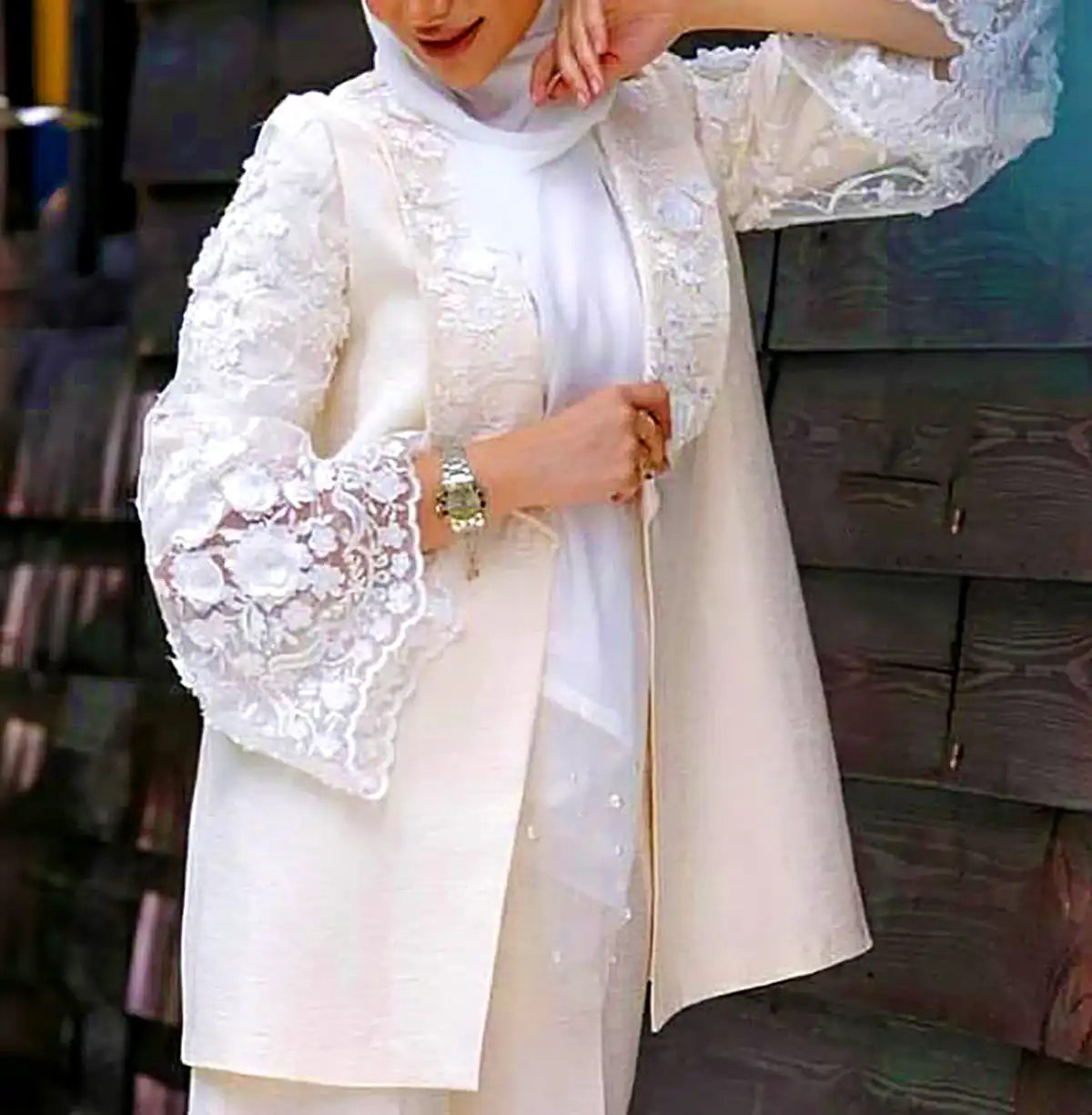 مانتو مجلسی کلاسیک سفید