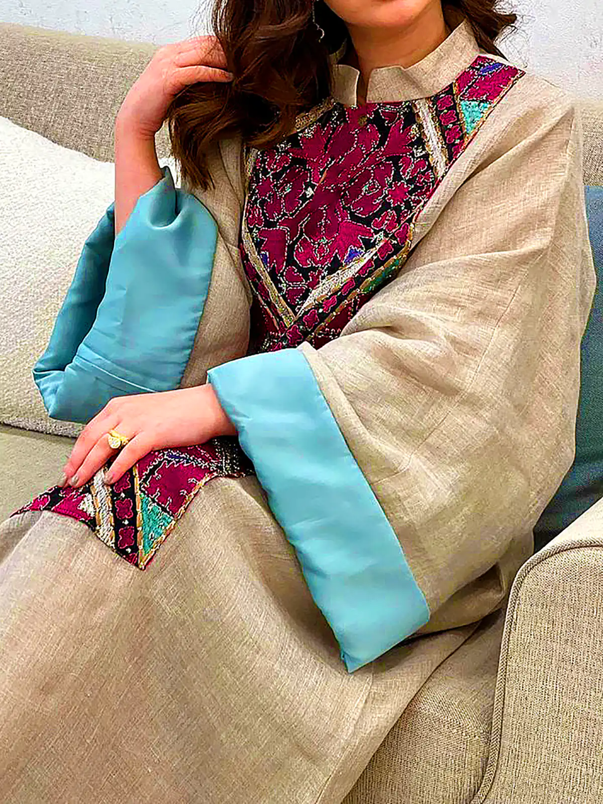 مانتو رنگی بلند کتان