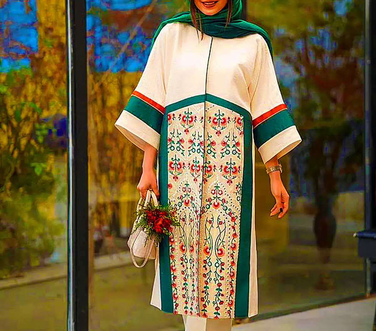 مانتو رنگی بلند کتان