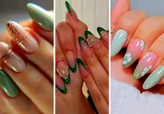 طراحی ناخن سبز مینیمال