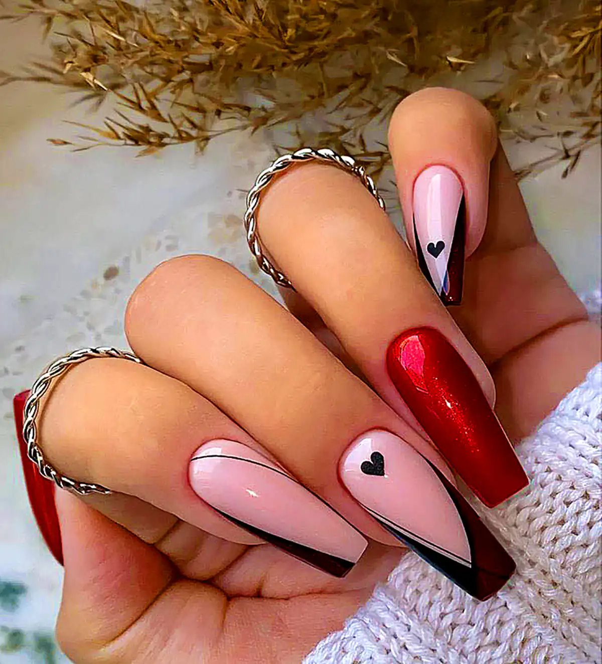 طرح ناخن قلبی کوچولو