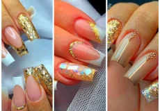 طرح ناخن لاکچری طلایی