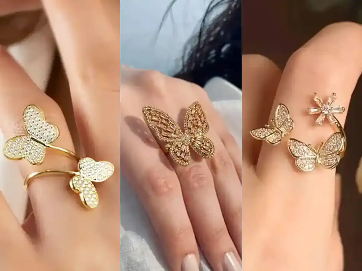 انگشتر پروانه ای طلا شیک