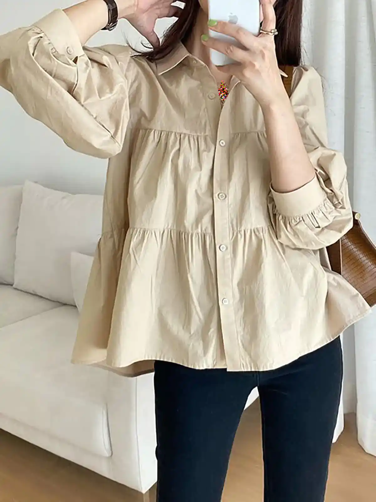 بلوز چین دار نخی زنانه