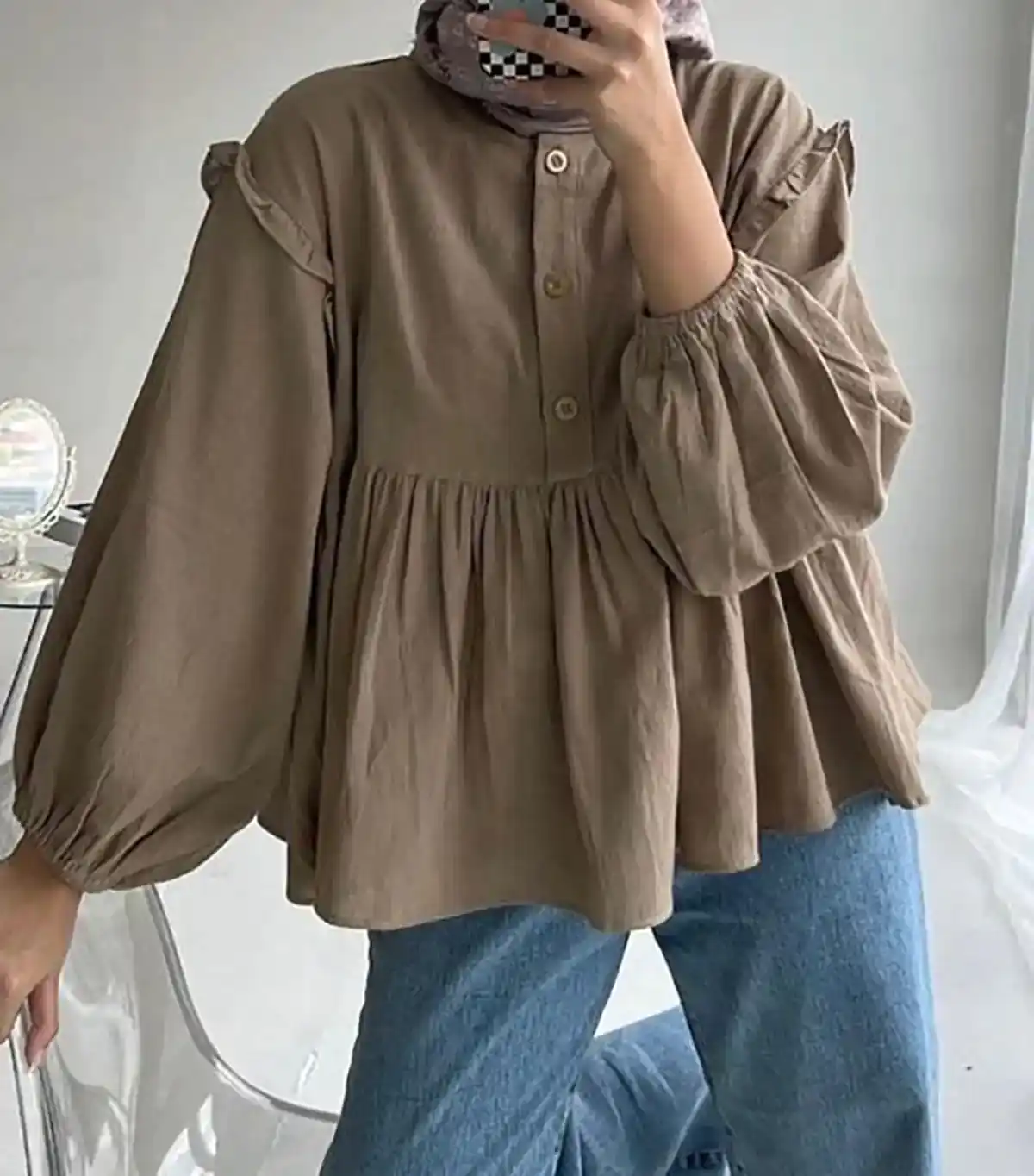 بلوز چین دار نخی زنانه
