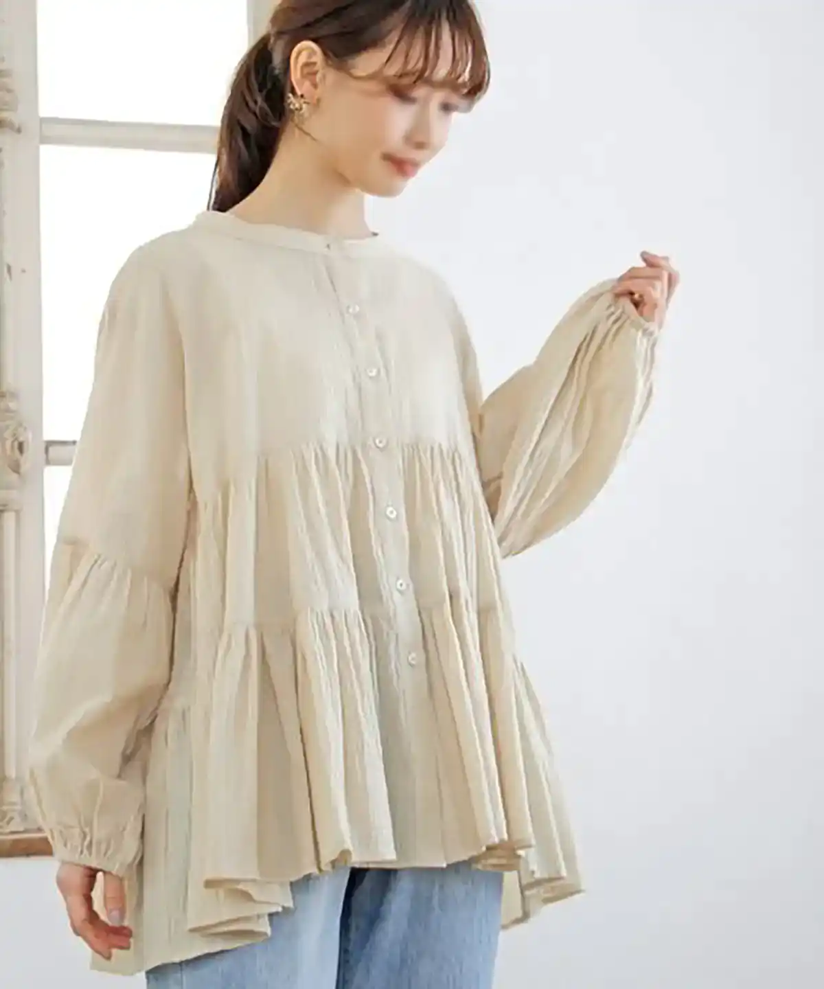 بلوز چین دار نخی زنانه