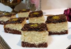 طرز تهیه کیک تخته ای دو رنگ
