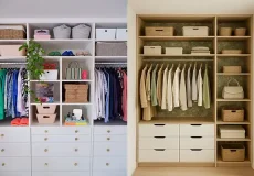 چیدمان کمد دیواری با قفسه + ایده‌های مختلف و بینظیر برای چیدمان کمد دیواری با قفسه