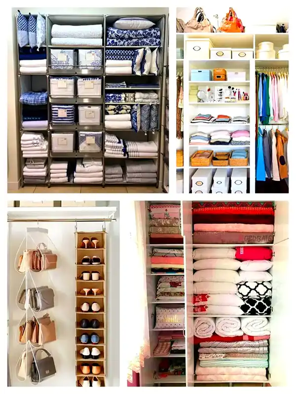 چیدمان کمد دیواری با قفسه + ایده‌های مختلف و بینظیر برای چیدمان کمد دیواری با قفسه