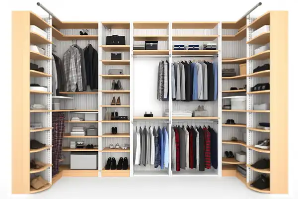 چیدمان کمد دیواری با قفسه + ایده‌های مختلف و بینظیر برای چیدمان کمد دیواری با قفسه