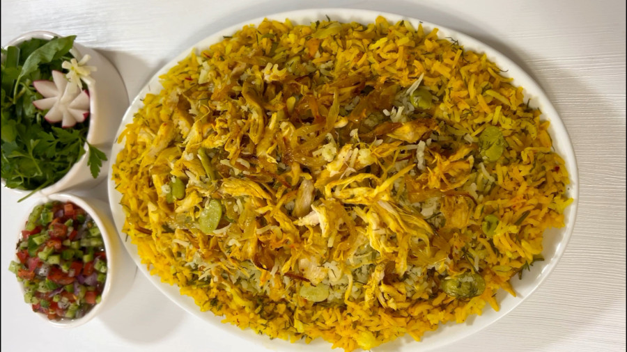 طرز تهیه باقالی پلو با مرغ مجلسی وخوشمزه / شوید پلو بامرغ مجلسی/ پلومخلوط