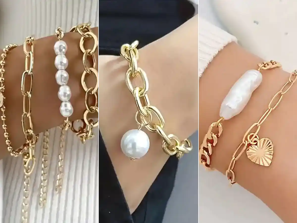 دستبند طلا زنانه مرواریددار