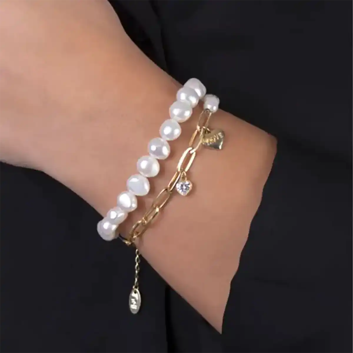 دستبند طلا زنانه مرواریددار