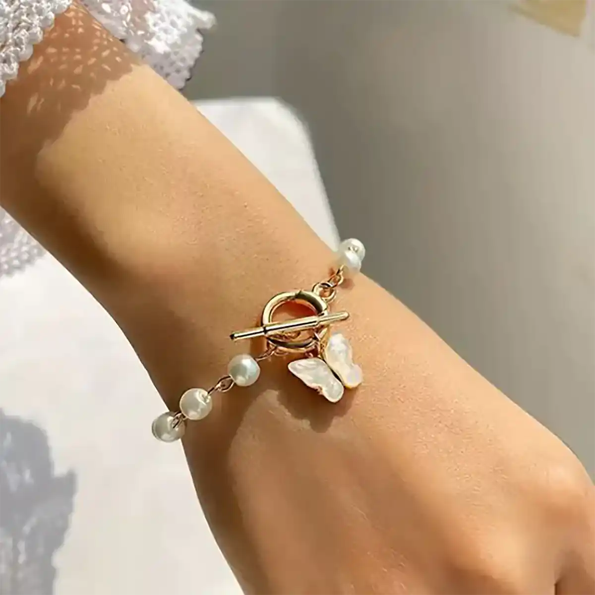 دستبند طلا زنانه مرواریددار