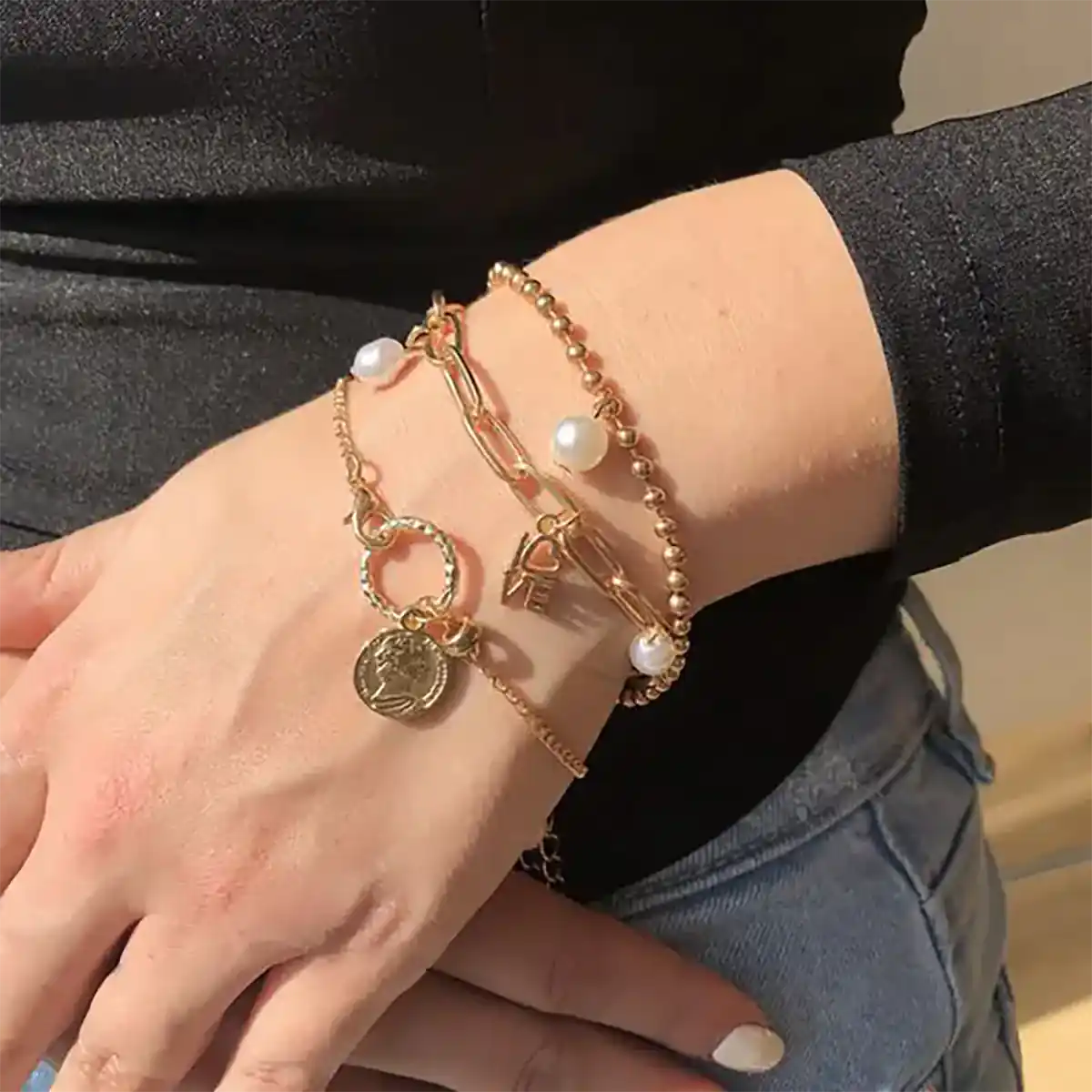 دستبند طلا زنانه مرواریددار