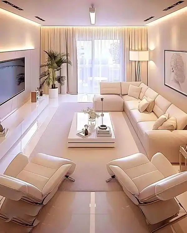 دیزاین پذیرایی مستطیل + دکوراسیون فوق‌العاده با دیزاین های ترند پذیرایی مستطیل 