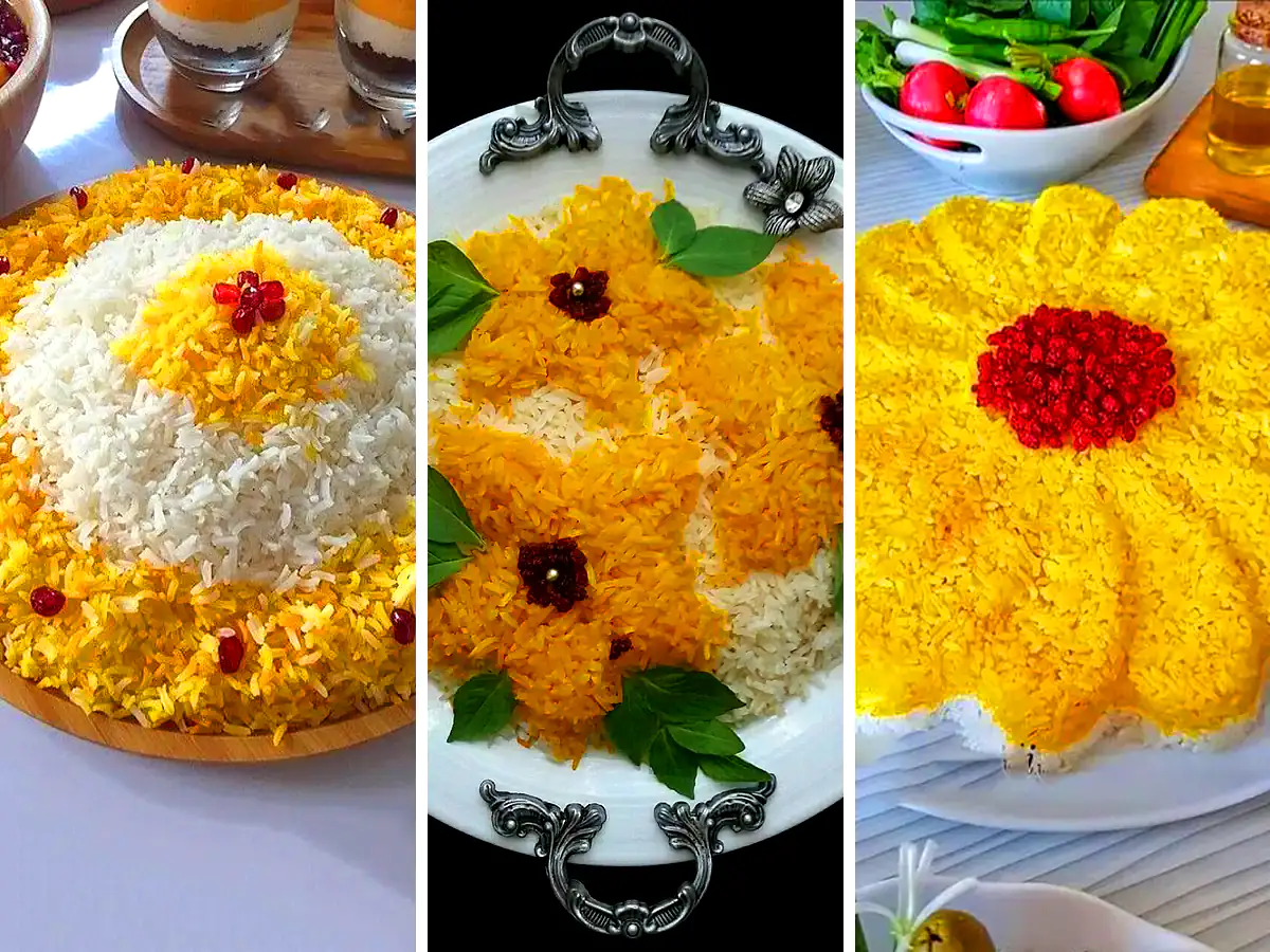 دیزاین برنج مجلسی زعفرونی