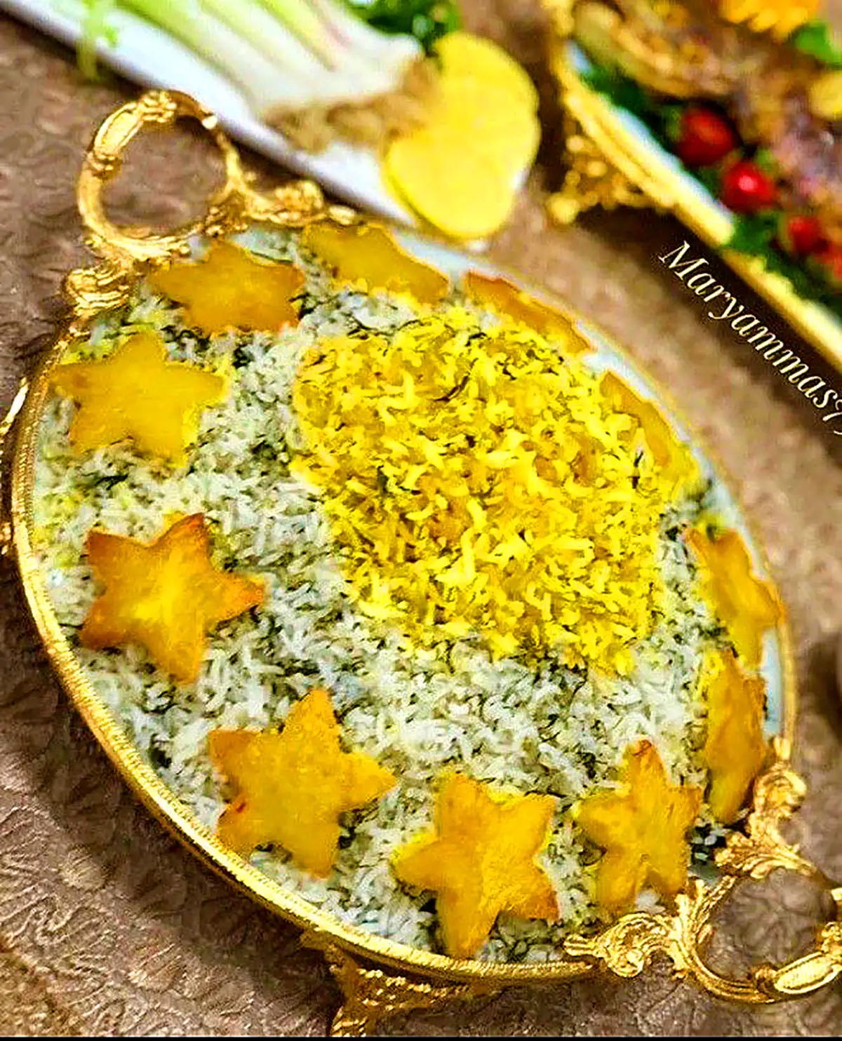 دیزاین برنج مجلسی زعفرونی