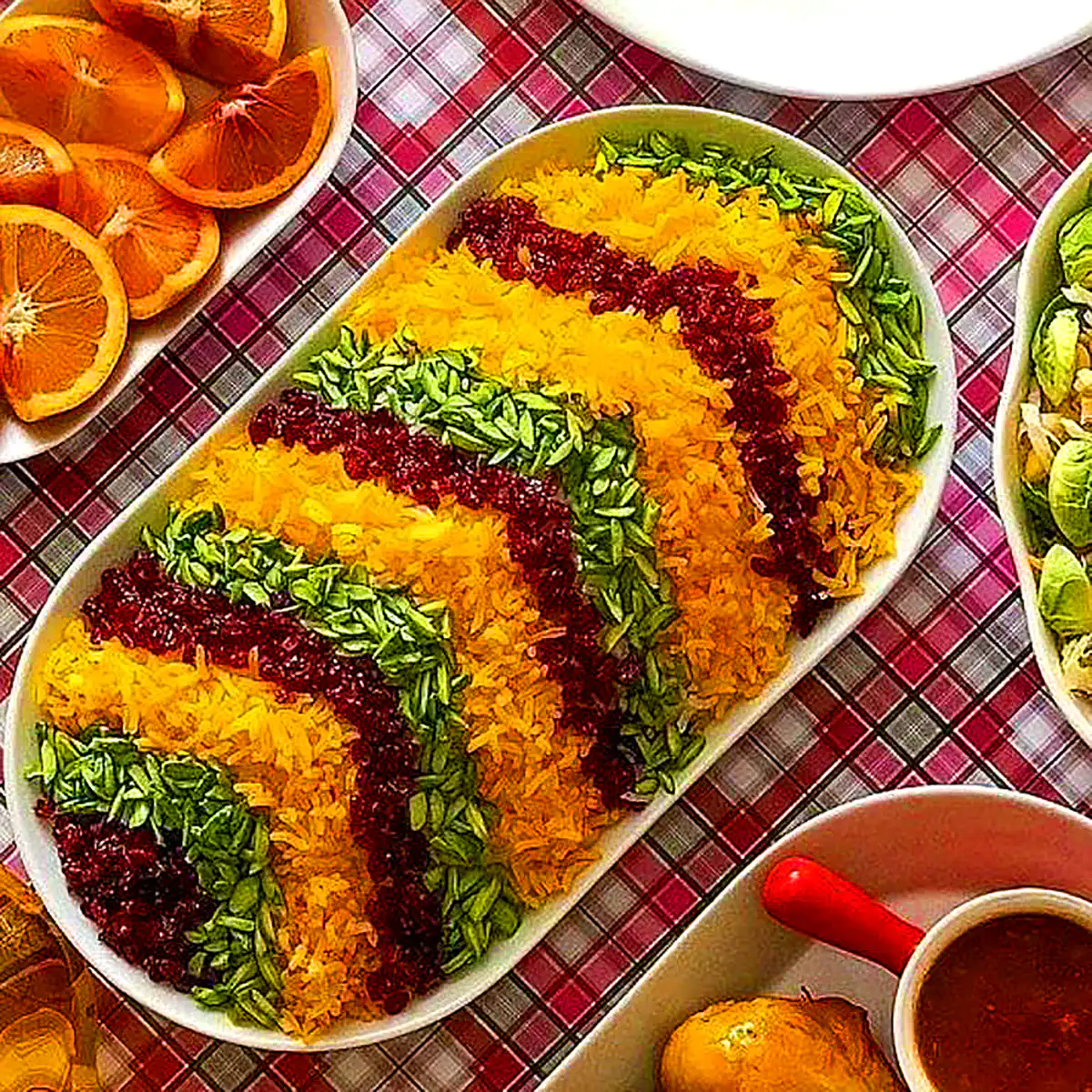 دیزاین برنج مجلسی زعفرونی
