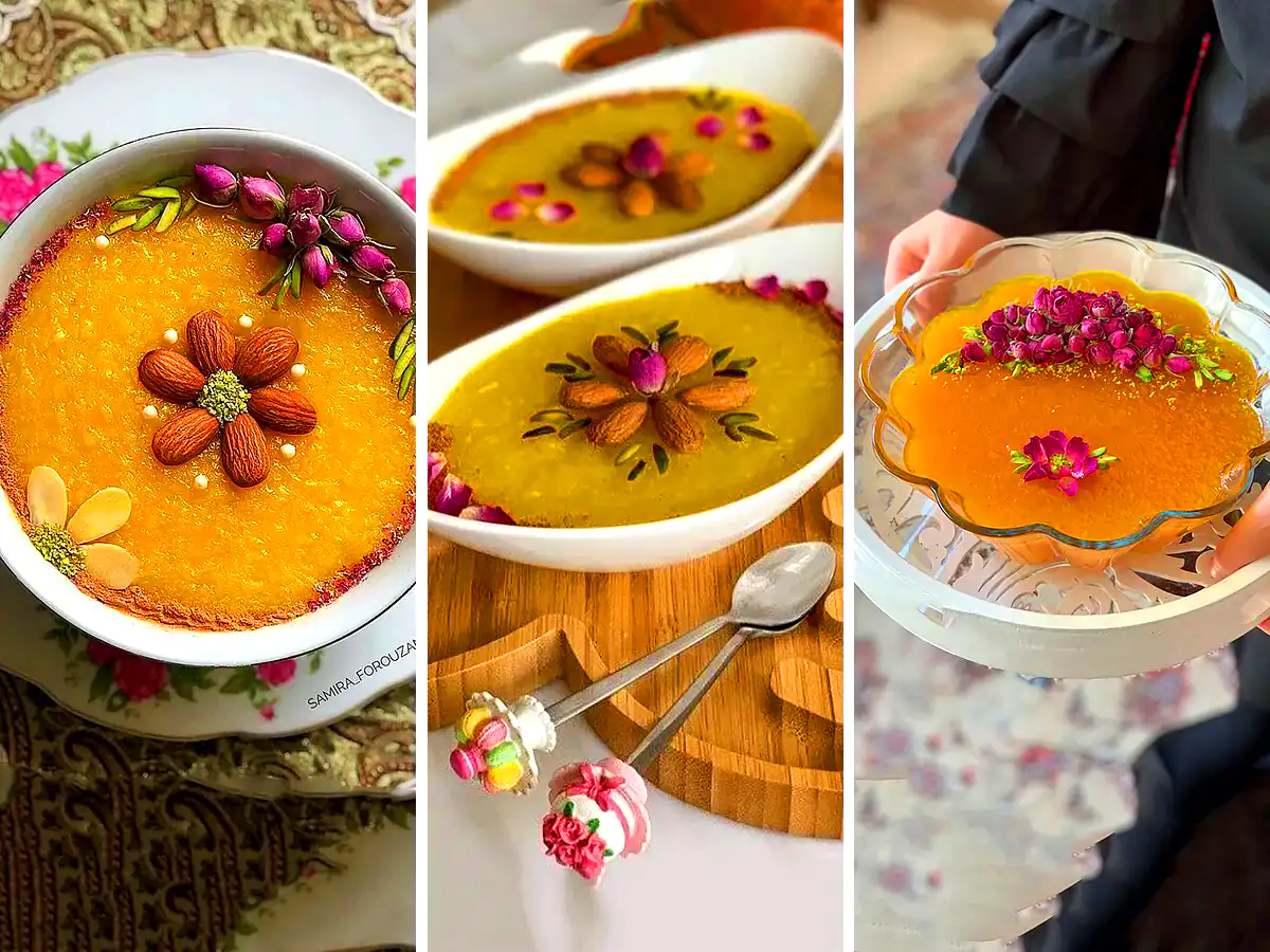 دیزاین شله زرد با گل محمدی