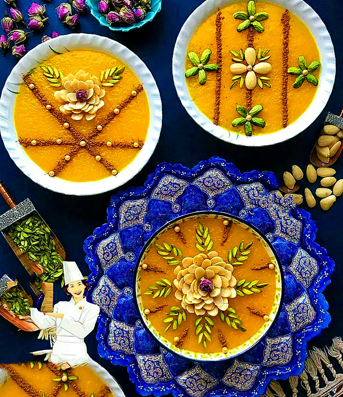 دیزاین شله زرد با گل محمدی