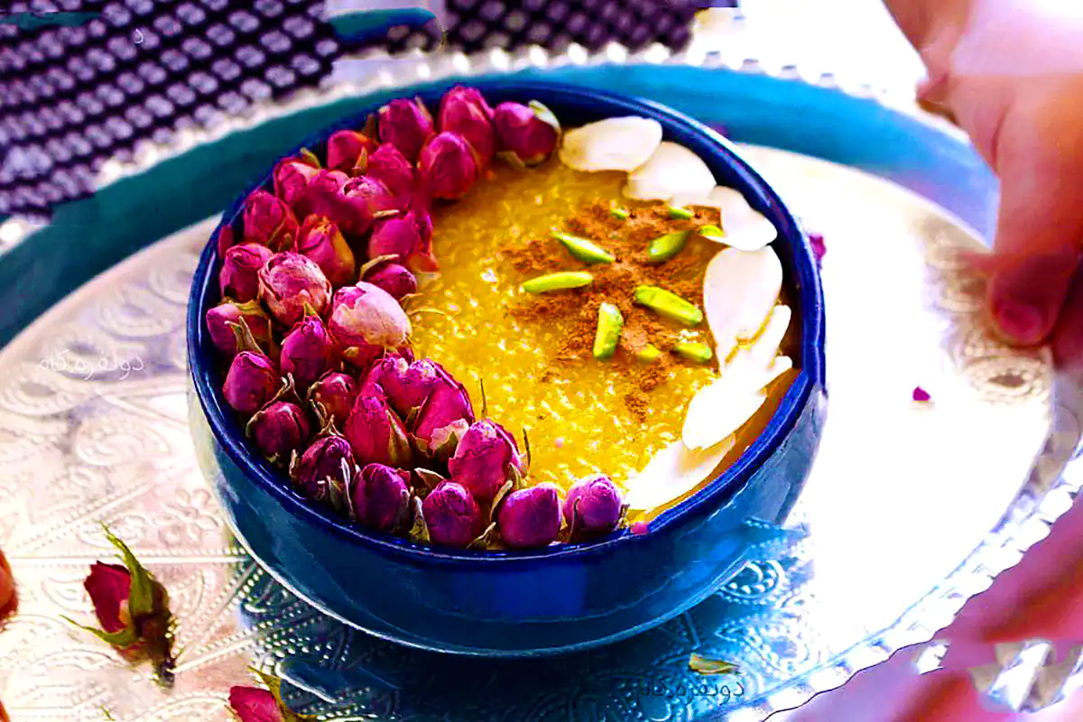 دیزاین شله زرد با گل محمدی