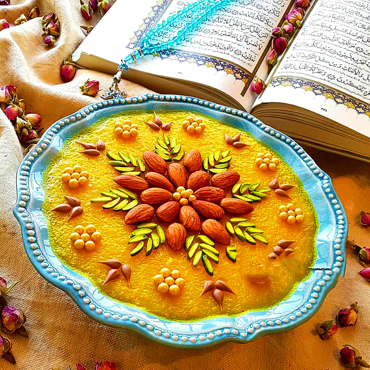 دیزاین شله زرد با گل محمدی