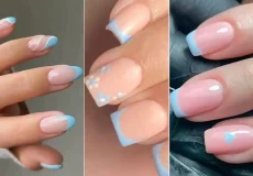 فرنچ ناخن شیک و زیبای آبی آسمونی