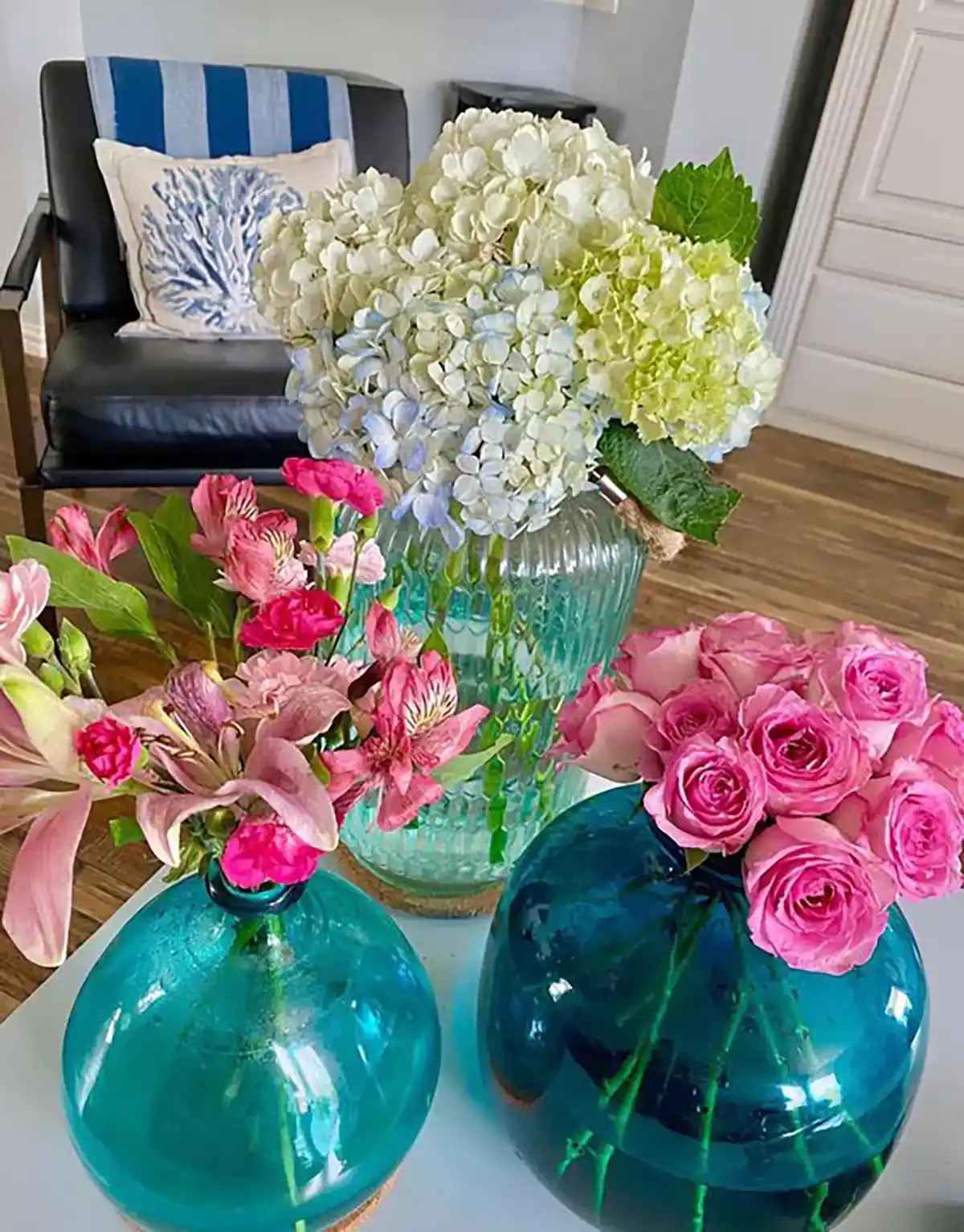 گلدان رنگی شیشه ای پینترستی