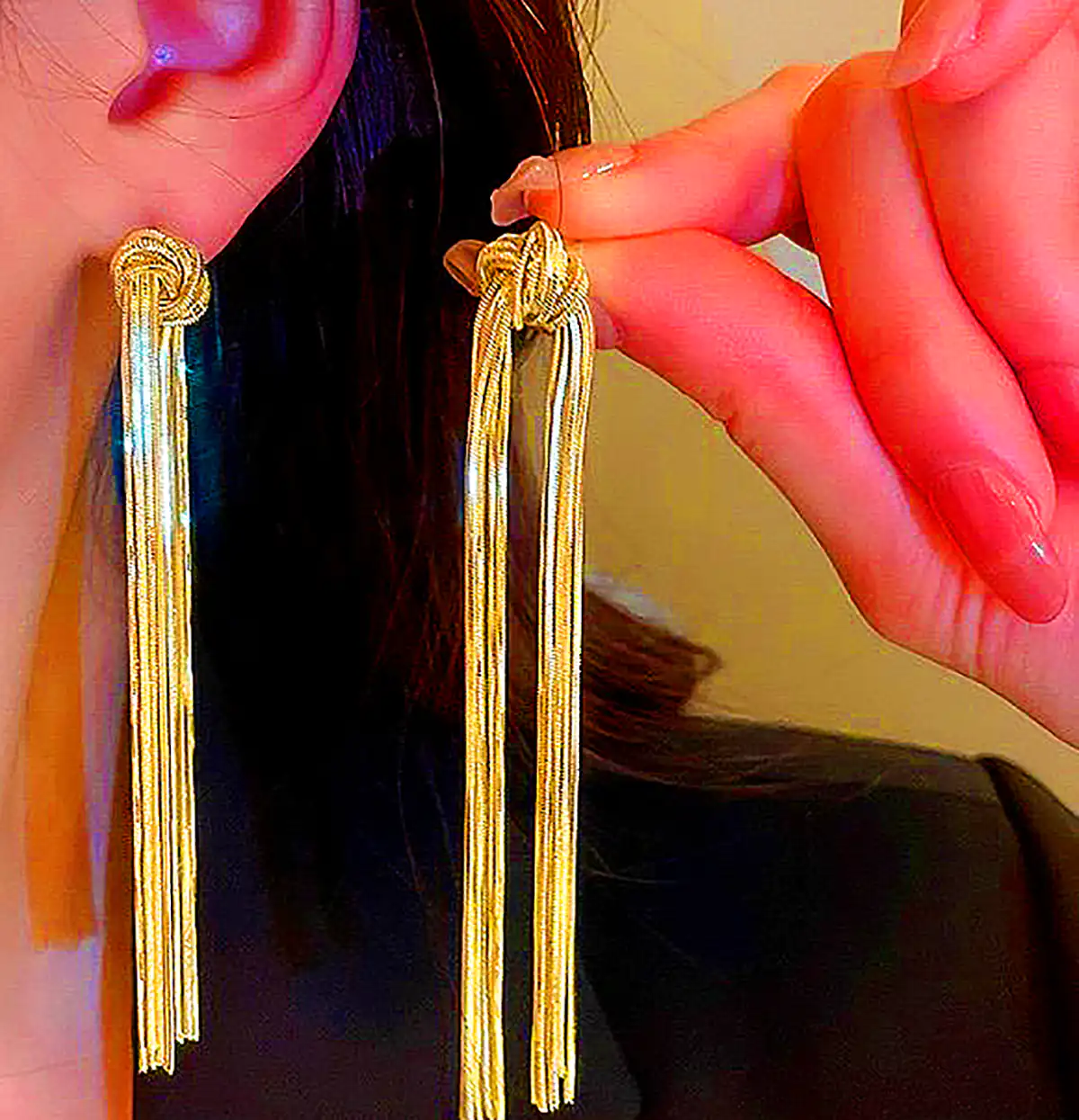 گوشواره شرابه ای طلا