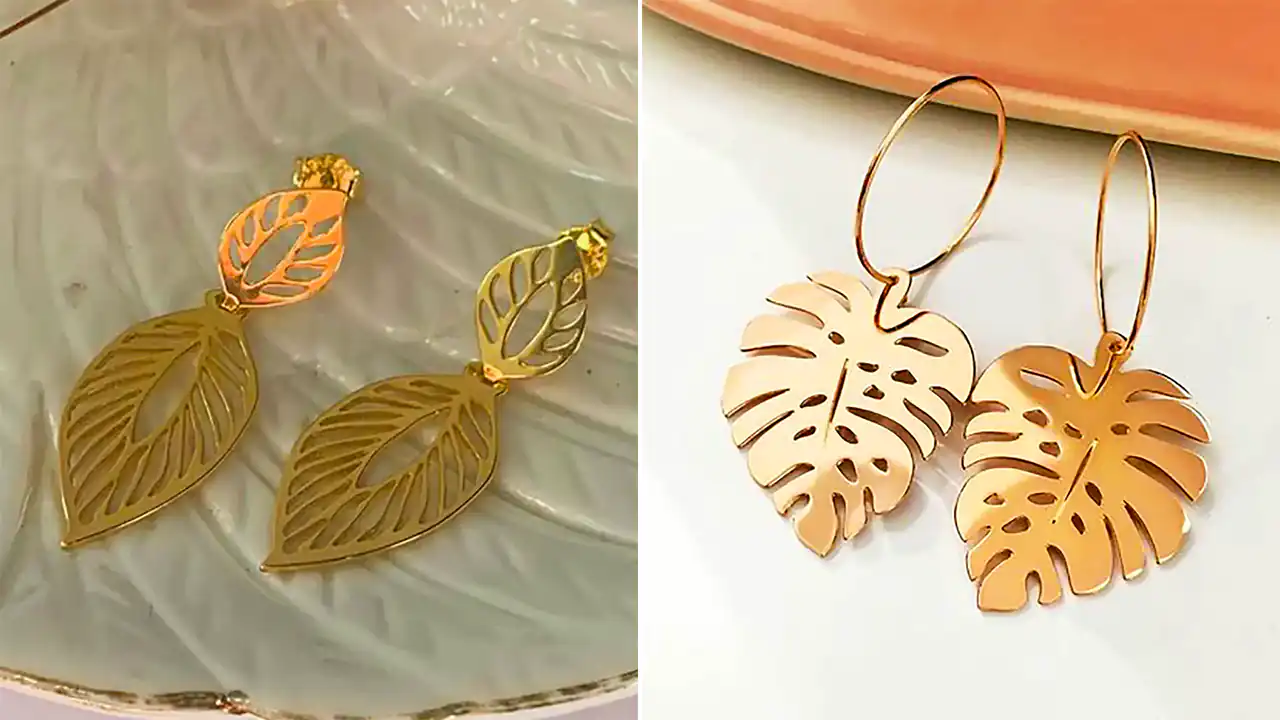گوشواره طلا طرح برگ شیک