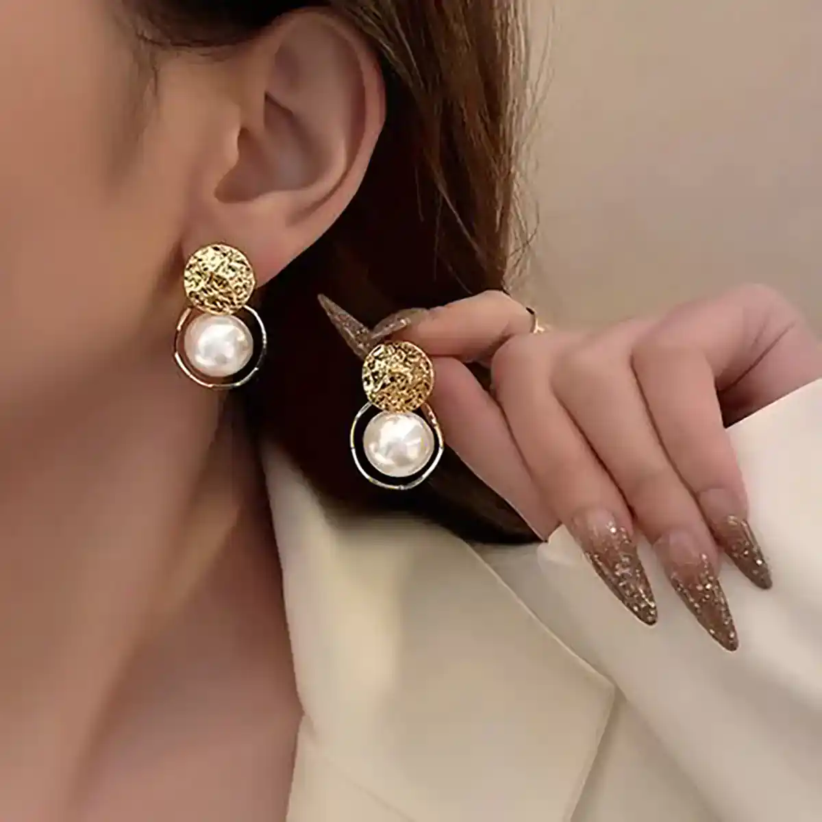 گوشواره مرواریدی مدرن طلا